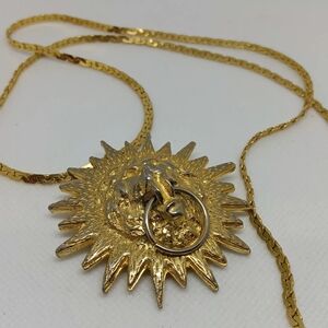 "Vans Authentic" Vintage Gold Sunburst Pin/ Pendant With Added 14KGP Necklace
